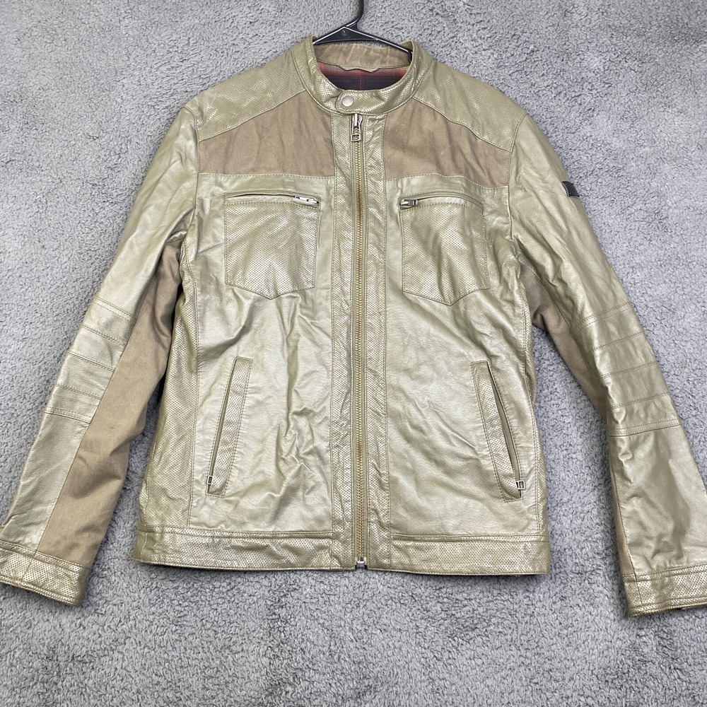 Jack & Jones Elton Leather Jacket size 180/100A Cafe Moto Racer